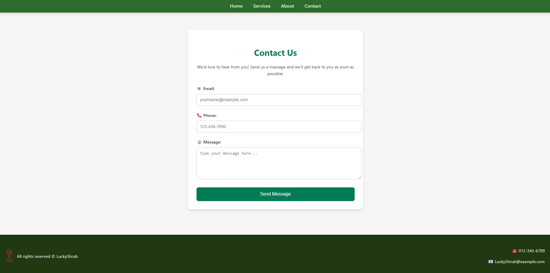 Screenshot LS Contact Us Page